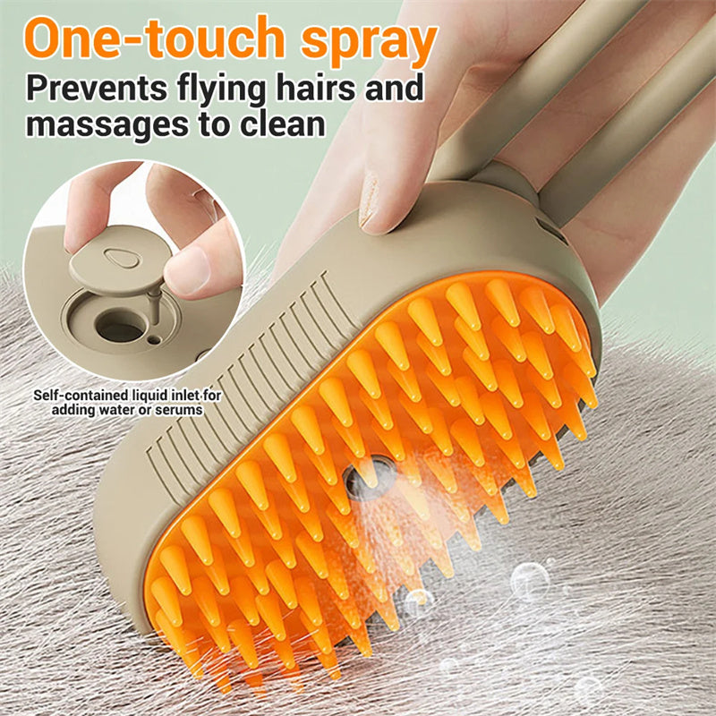 3-in-1 Electric Pet Brush – Steam, Massage & Hair Removal Comb