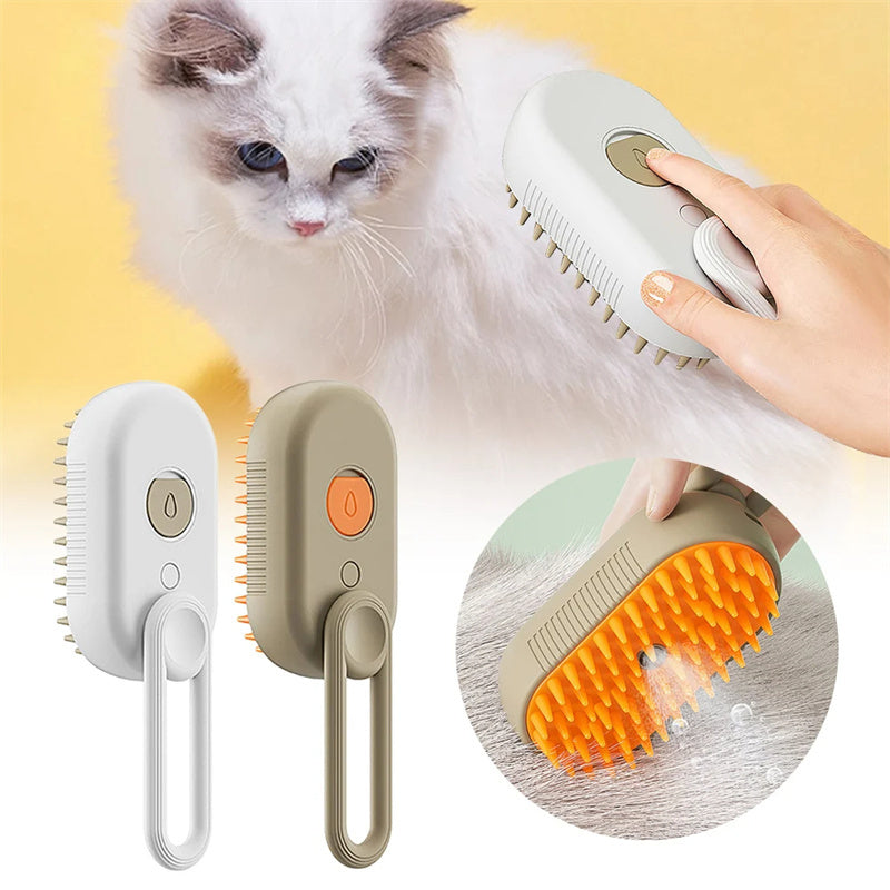 3-in-1 Electric Pet Brush – Steam, Massage & Hair Removal Comb