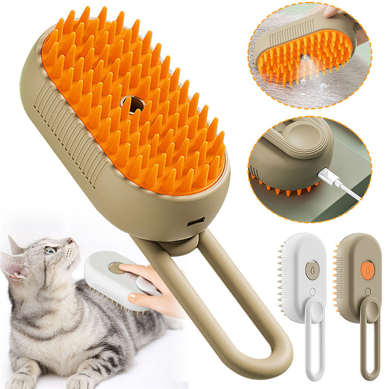 3-in-1 Electric Pet Brush – Steam, Massage & Hair Removal Comb